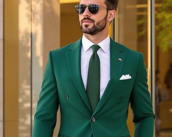 メンズ エメラルドグリーン ダブルブレストスーツ – テーラードモダン