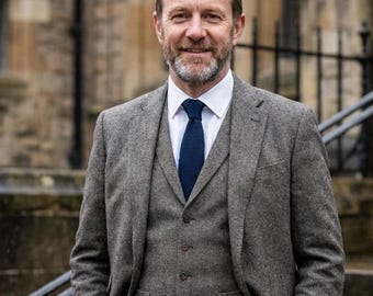 Men's Grey Tweed 3 Piece Suit | British Wool, Custom Tailored