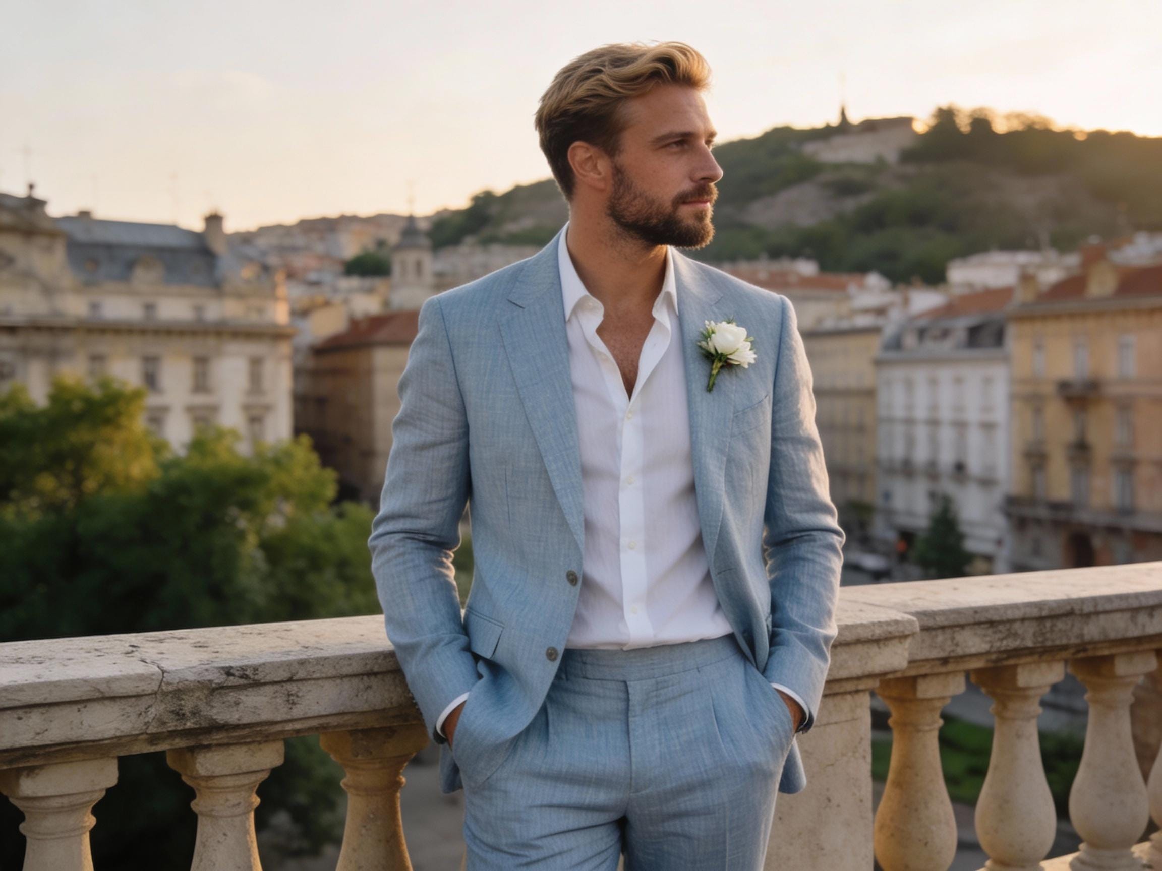 Men’s Light Blue – Slim Fit Wedding Suit, Modern Business Suit, Formal