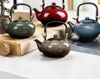 Handmade Ceramic Teapot, Scandinavian Style Pottery, Natural Kitchen Decor