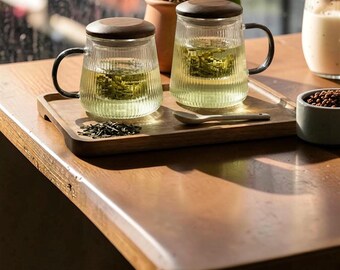 Japanese Glass Tea Mug with Infuser and Lid, Borosilicate Loose Leaf Cup