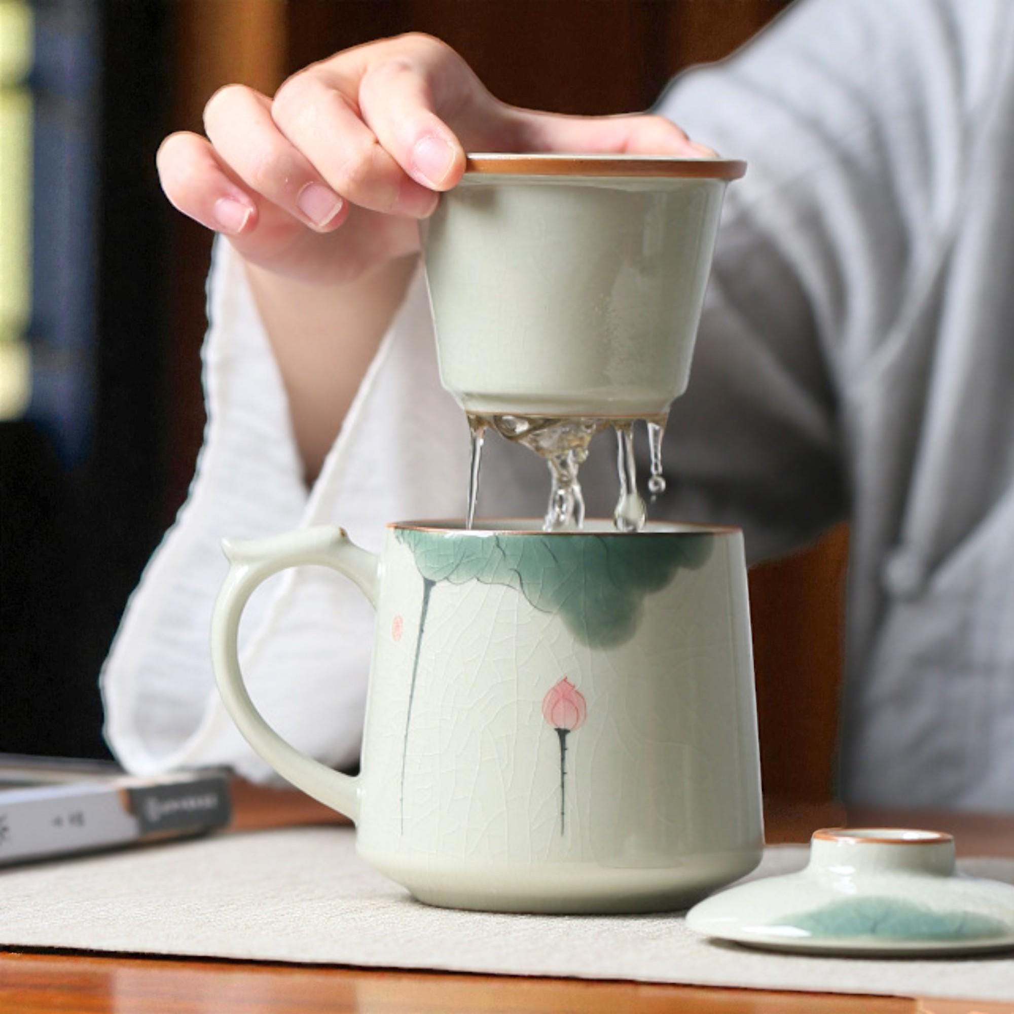 カンフーティーセット13点セット ガラス製ティーセット ティーインフューザー ハンドメイド 400ml 13