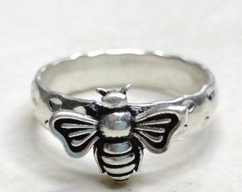Honey Bee Silver Ring – 925 Sterling Silver Nature Inspired Bee Ring – Handmade Silver Jewelry