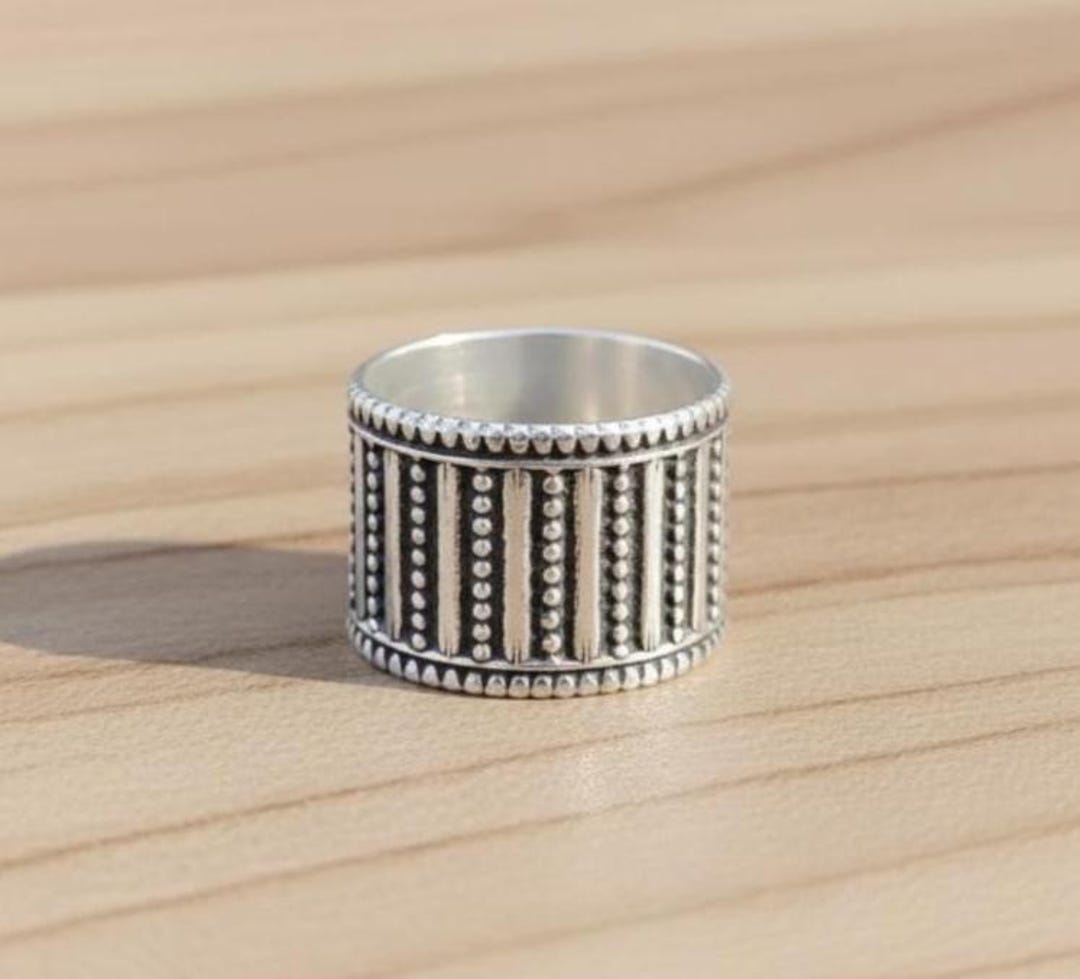 925 Sterling Silver Chunky Ring – Vintage Style Wide Band Ring ...