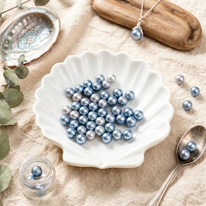 Perlas sueltas, Akoya gris azulada plateada con medio agujero para la fabricación de joyas.