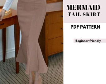 Meerjungfrauenrock-Schnittmuster (PDF) | Hochtaillierter Fischschwanzrock | Eleganter Damenrock | Digitaler Download