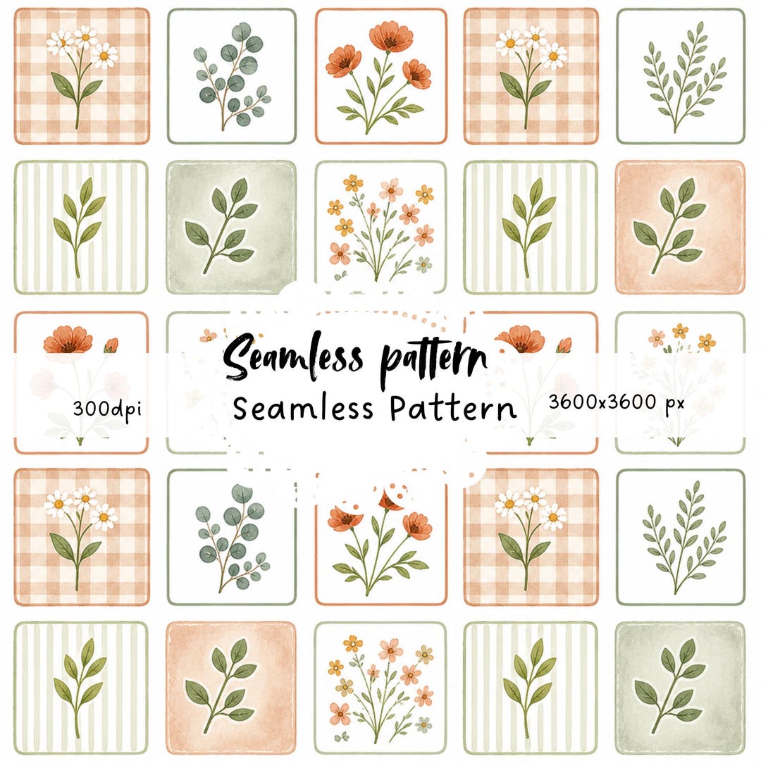 Pattern Dxl Floral Patchwork Seamless Pattern - Preppy & Cottagecore Digital Paper ...
