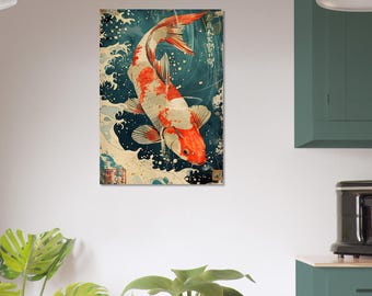 Koi Fish Wall Art - Japanese Fish Poster - Vintage Koi Print - Asian Water Decor