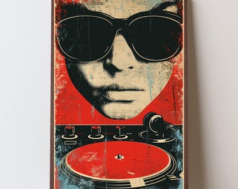 Póster de DJ - Impresión artística de pared con música retro