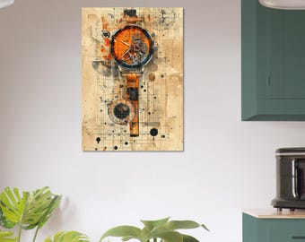Vintage Watch Wall Art - Mechanical Timepiece Poster - Abstract Horology Illustration - Retro Engineering Print