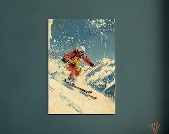 Vintage Ski Poster - Retro Winter Sports Wall Art Print