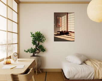 Japanese-Interior-Wall-Art-Zen-Tatami-Room-Poster-Minimal-Japan-Home-Decor-Shoji-Light-Illustration