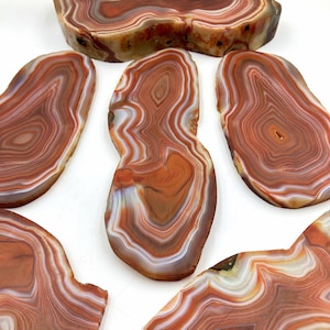 Red Banded Agate Gemstone Rough Slabs, Raw Material Slice for Cabs, Raw Jewelry, Beads