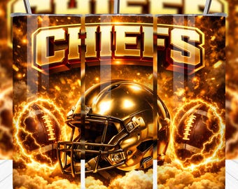 Bestverkopende Chiefs 20oz skinny bekerverpakking, png PNGEgg | Sublimatieontwerp voetbal sportmascotte | Tumbler Wrap voor sublimatie | Digitaal bestand