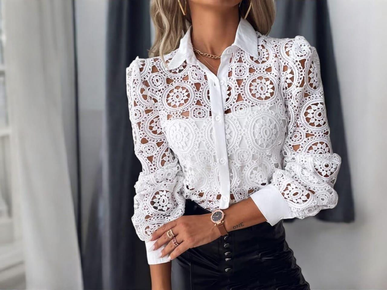 Chemisier Femme Dentelle Blanche TU - Taille 10 - Sans Manches - Coton - Neuf Sans étiquettes