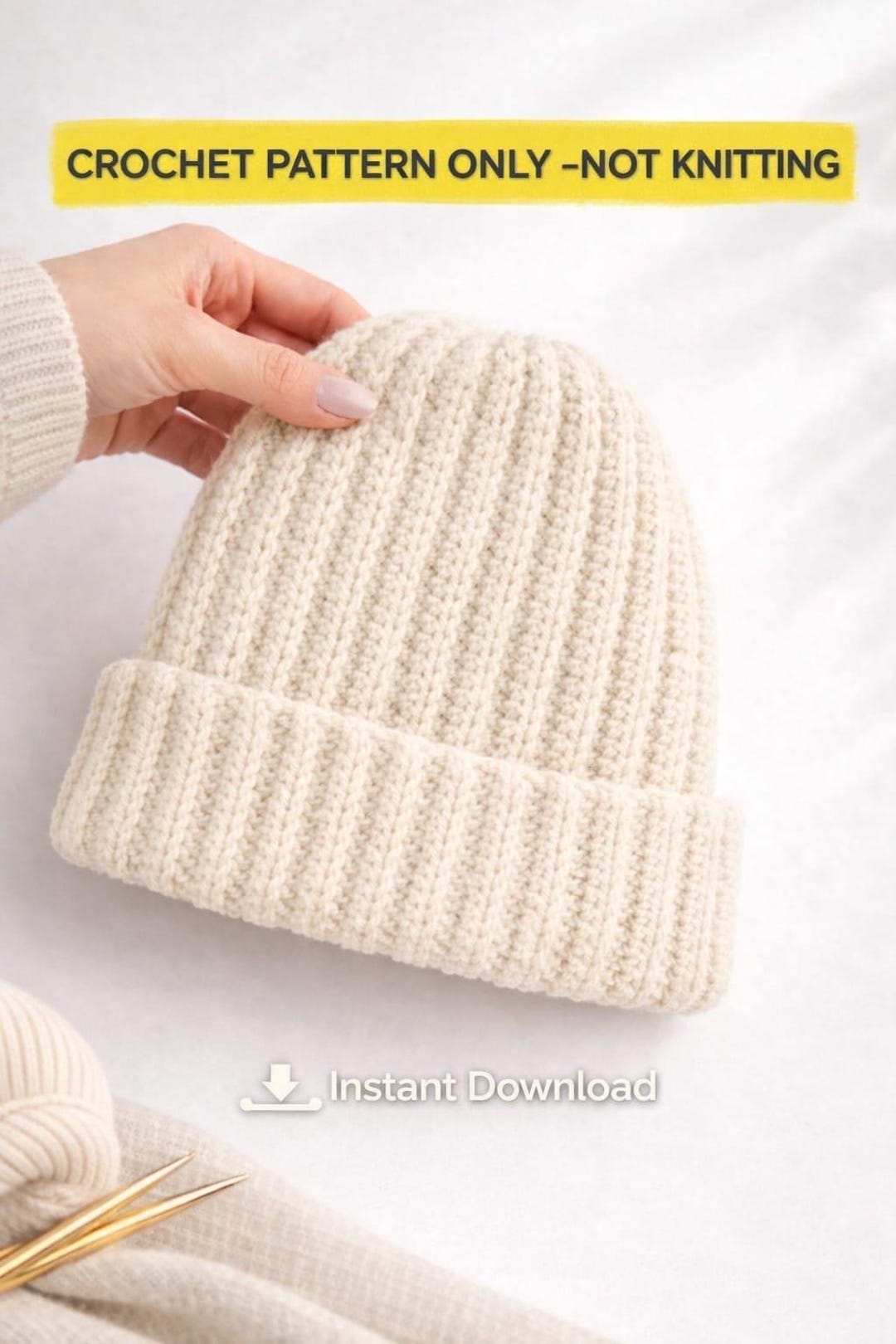 Crochet Ribbed Beanie Pattern – Easy Winter Hat PDF for Beginners ...