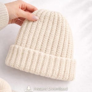 Crochet Ribbed Beanie Pattern – Easy Winter Hat PDF for Beginners | Instant Download