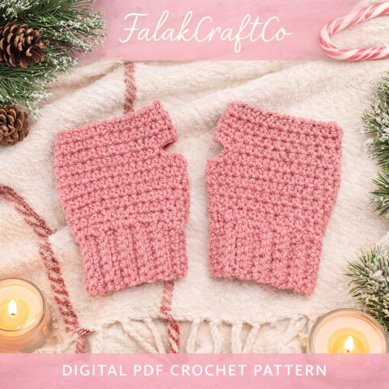 Fingerless Crochet Gloves Pattern – Easy Ribbed Wrist Warmers PDF ...