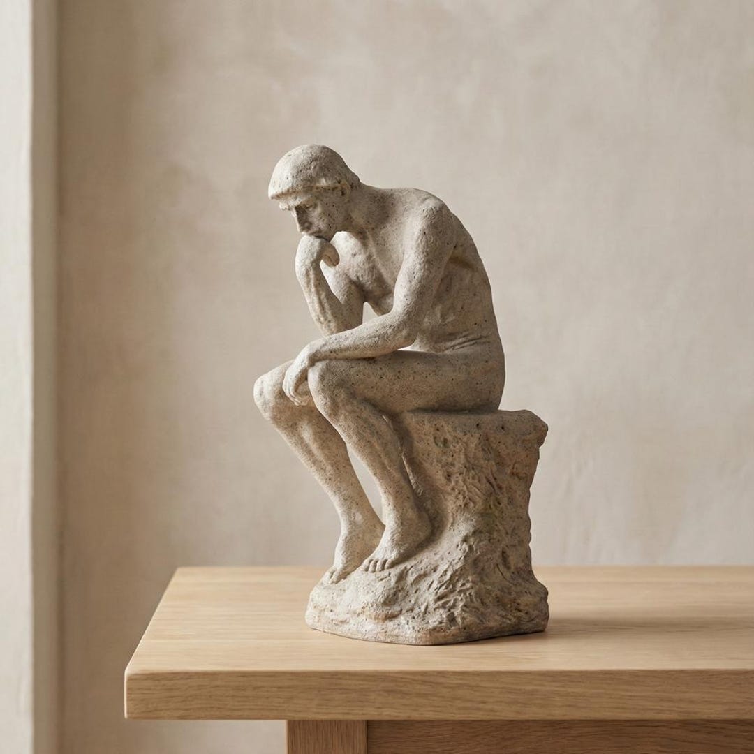 Photo inspiration: Mindful Nordic Home Decor Reference: Minimalist Thinker Sculpture Nordic Resin Statue With Stone Finish