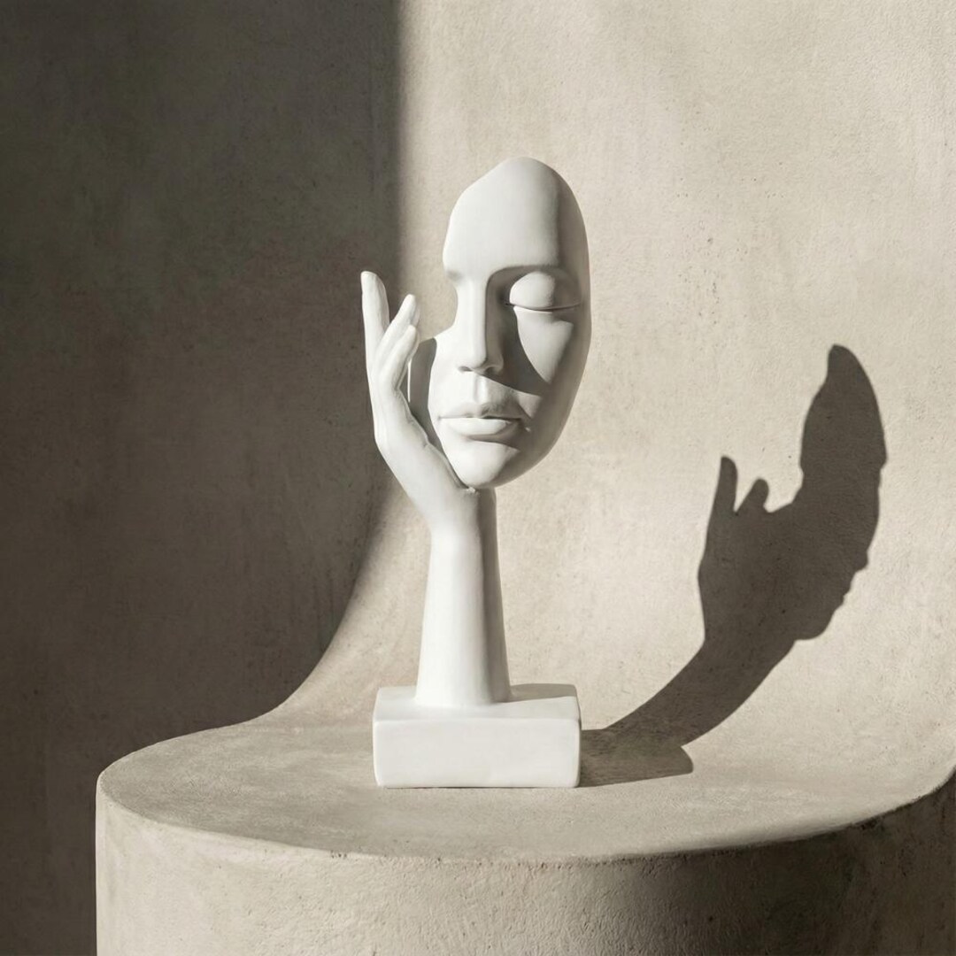 Abstract Face Sculpture, White Resin, Minimalist Home Decor - Etsy