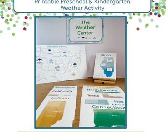 Weather Reporting Maps, U.S. + 50 States, Preschool and Kindergarten Printable
