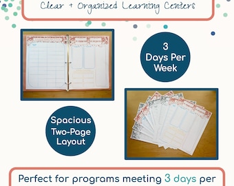 Preschool Weekly Lesson Plan – 3 Days Per Week Printable – Two-Page Planning Tool