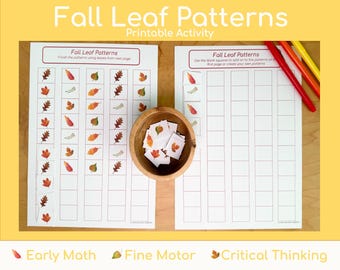 Fall Leaf Patterns | Preschool Math and Fine Motor Printable Activity
