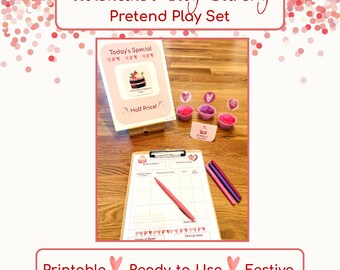 Valentine’s Day Bakery Pretend Play Set for Preschool | Printable