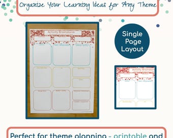 Preschool Activity Brainstorm – Single Page Printable – Learning Center Planning Tool