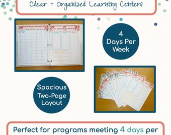 Preschool Weekly Lesson Plan – 4 Days Per Week Printable – Two-Page Planning Tool