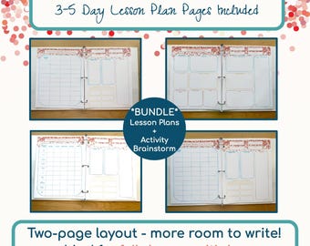 Preschool Weekly Lesson Plan Bundle – Two-Page Printables – 3, 4 & 5 Day Planning Tools