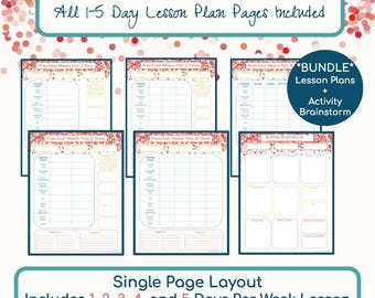 Preschool Weekly Lesson Plan Bundle – Single-Page Printables – 1–5 Day Planning Tools