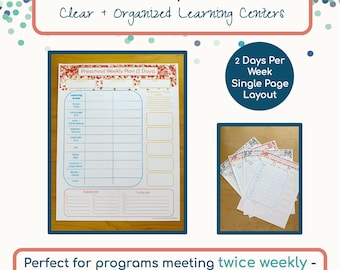 Preschool Weekly Lesson Plan – 2 Days Per Week Printable – Single-Page Planning Tool