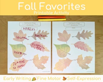 Fall Favorites Preschool Writing Activity | Fall Printable for Pre-K & Kindergarten