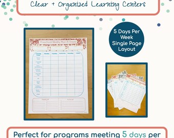 Preschool Weekly Lesson Plan – 5 Days Per Week Printable – Single-Page Planning Tool