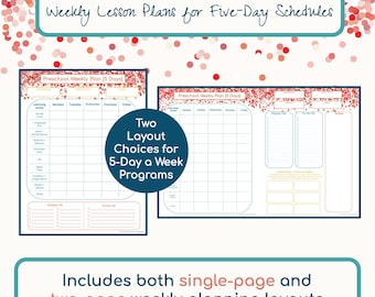 Preschool Weekly Lesson Plan Bundle – 5 Days Per Week Printable – Single & Two-Page Planning Tools