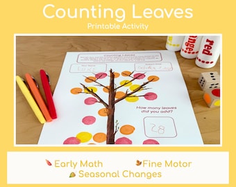 Counting Leaves — Fall Preschool Math and Fine Motor Printable Activity