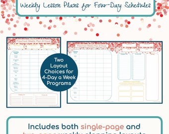 Preschool Weekly Lesson Plan Bundle – 4 Days Per Week Printable – Single & Two-Page Planning Tools