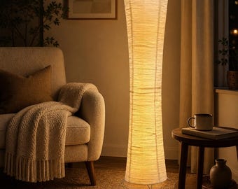 Lampada da terra giapponese in carta – Lampada da terra minimalista in carta di riso, luce LED dimmerabile con telecomando, arredamento moderno per il soggiorno