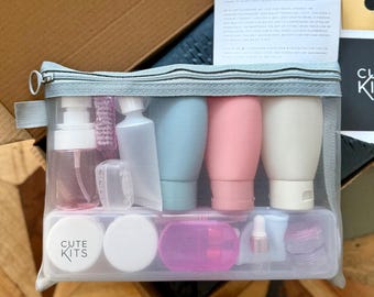 The travel light cosmetics kit | A travel essentials set, ideal birthday or Christmas gift box and for cabin luggage only trips