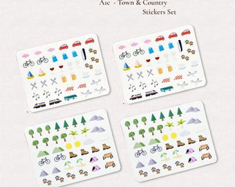 Stickers - Town and Country set A1c | Bullet journal stickers | Planner stickers | Scrapbooking stickers
