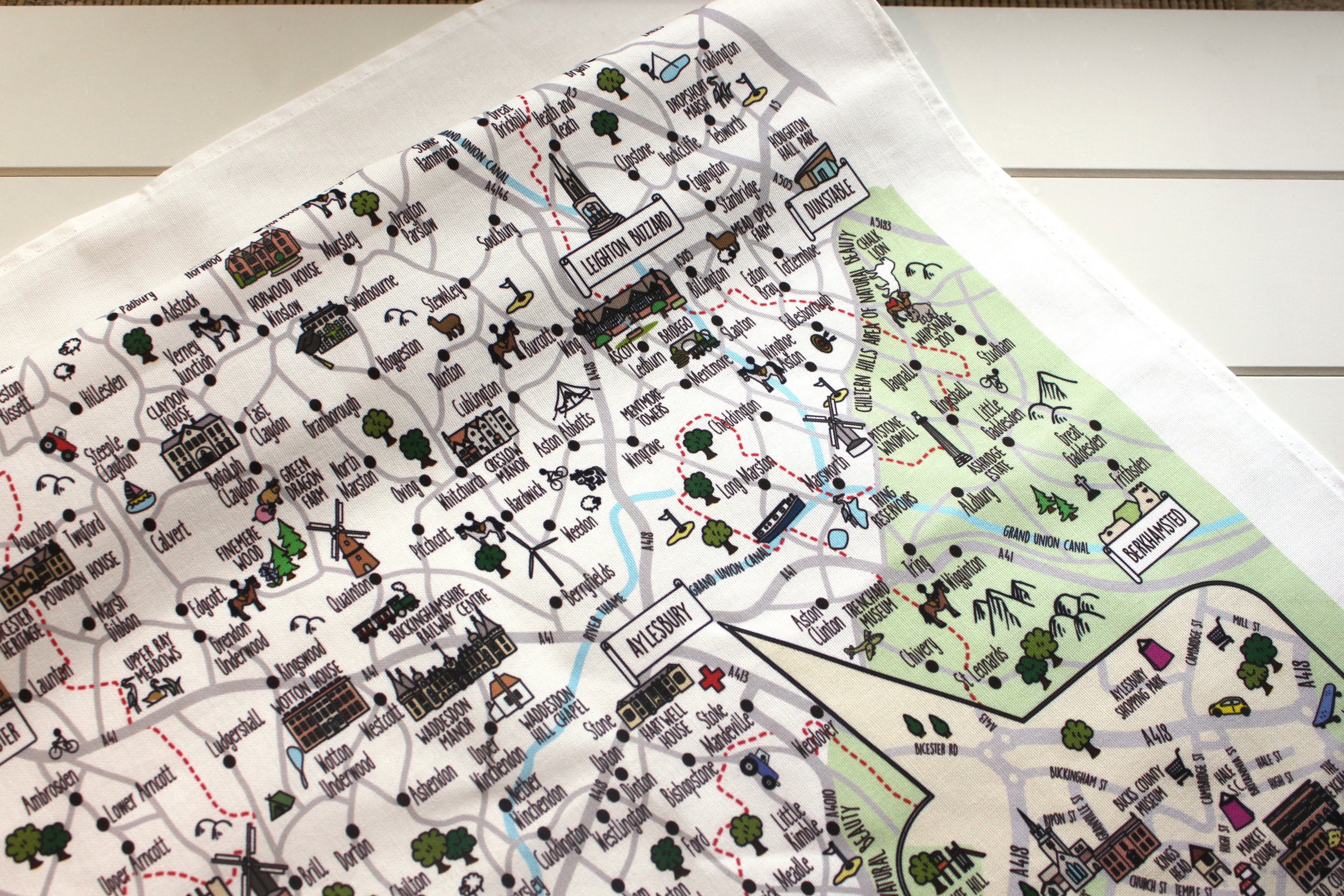 Aylesbury Vale Gift Map Tea Towel Map Gift Leighton Buzzard Bicester