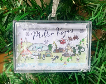 Milton Keynes Christmas Tree Ornament Decoration | Glitter Christmas Bauble