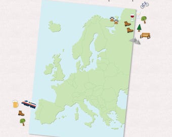 Europe Base Map Poster (various sizes) | Sticker Map print A3 A2 A1