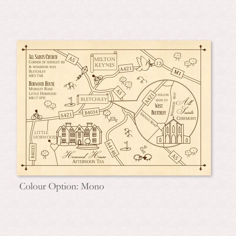 Printable Custom Map Wedding Invitation, Save the Date or Info Card Colour Accent Party ...