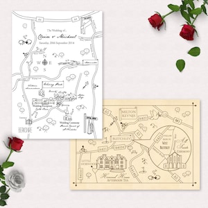 Invitación de boda de mapa personalizado imprimible, guarde la fecha o tarjeta de información / mapa de fiesta / viaje / mapa de invitación / direcciones de boda / digital
