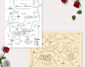 Printable Custom Map Wedding Invitation, Save the Date or Info Card | Party Map | Travel | Invitation Map | Wedding Directions | Digital