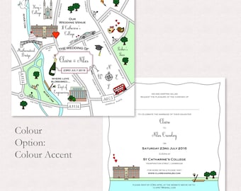 Custom Map Wedding Invitation: Unique Square Design