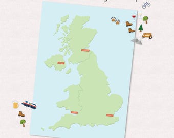 UK Base Map Poster (various sizes) for sticker map | Make your own United Kingdom print