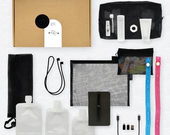 Travel Light Kit: Packing Organizer Set with straps,  multi charger and super handy must have items for Cabin Luggage Only cheaper travel